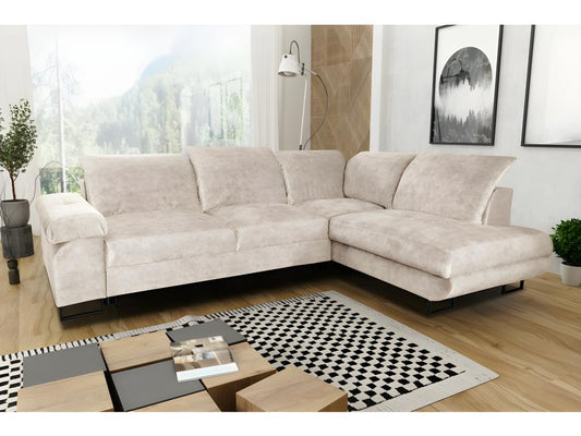 Canapé d'angle convertible Maisonpuretop têtières réglables beige angle droit 94296GALV