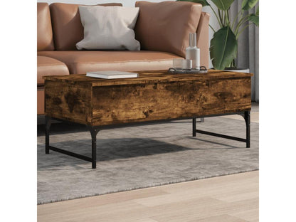 Table basse chêne fumé 100x50x40 bois d'ingénierie et métal 41551GDII