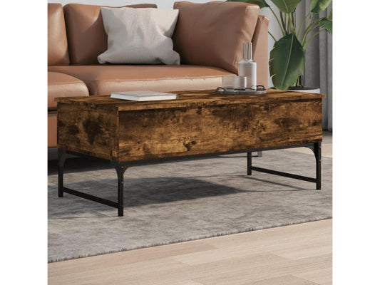 Table basse chêne fumé 100x50x40 bois d'ingénierie et métal 41551GDII