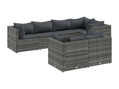 Salon de jardin 7 pièces avec coussins Gris Résine tressée 59661GWID