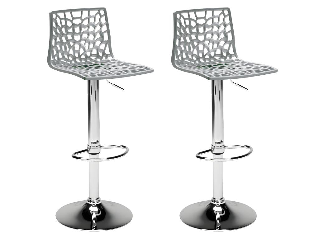 Lot de 2 Tabourets de bar Maisonpuretop - Polypropylène - Hauteur réglable - Gris Maisonpuretop 07643VSEX