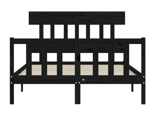 Cadre de lit avec tête de lit noir 140x190 bois massif 69347PIJB