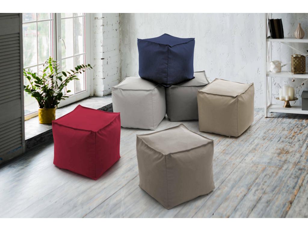 Pouf Artvivrestore Pouf multifonctionnel Fauteuil relaxant en tissu rembourré Made in Italy 45x45h45 cm Rouge 98661BROC