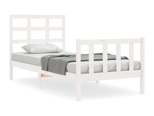 Cadre de lit avec tête de lit blanc petit simple bois massif 96625MJLD