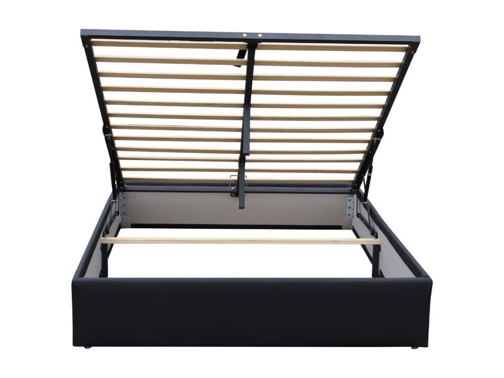 Lit coffre noir 120x200 cm avec 12 Maisonpuretop - Montage rapide et entretien facile avec revêtement PVC simili 89141AQBT