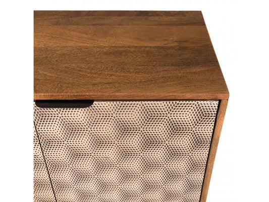 Maisonpuretop - Buffet en bois de manguier 4 portes motifs ethniques 89099QIMW