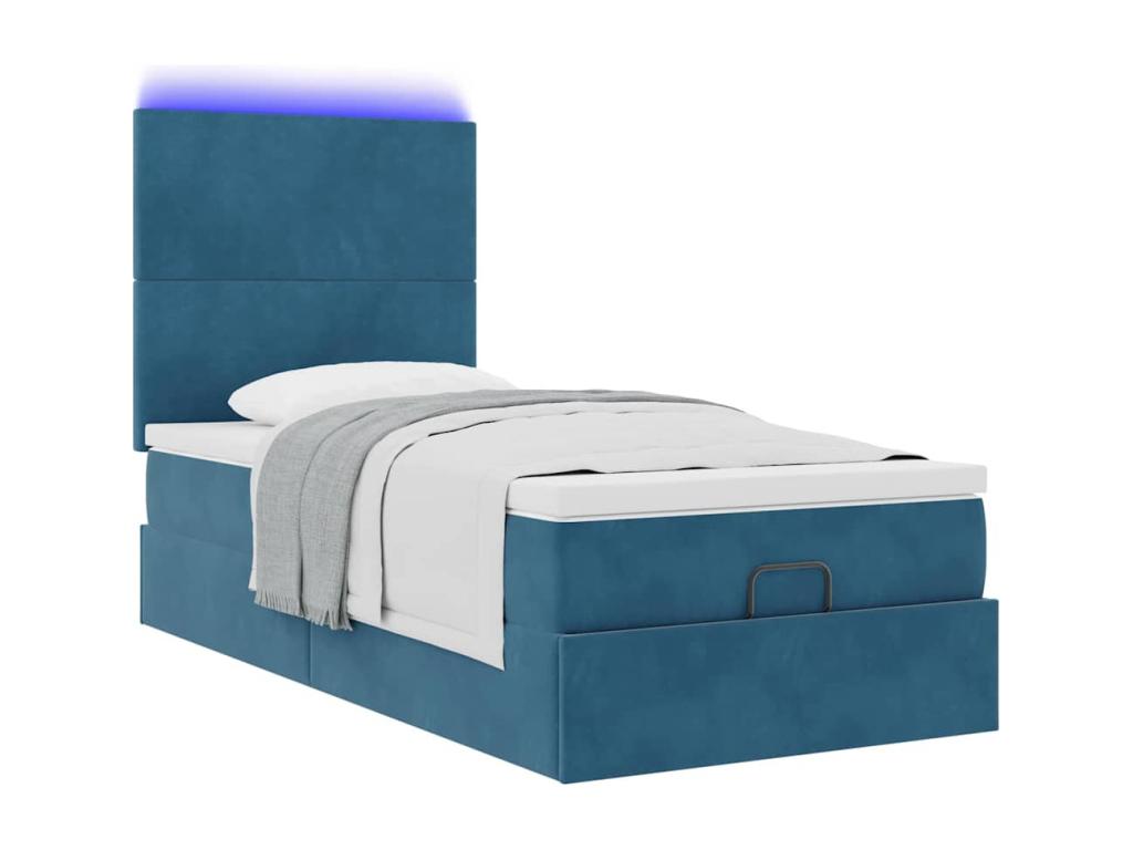 Cadre de lit Artvivrestore avec matelas bleu foncé 80x200 cm velours 84106LUPN