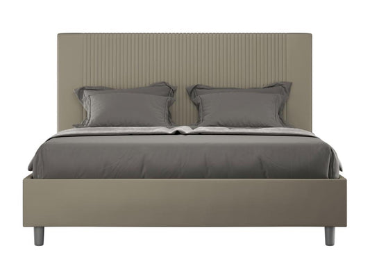 Lit coffre double capitonné 160x210 Maisonpuretop cappuccino simili cuir 39125QFPY