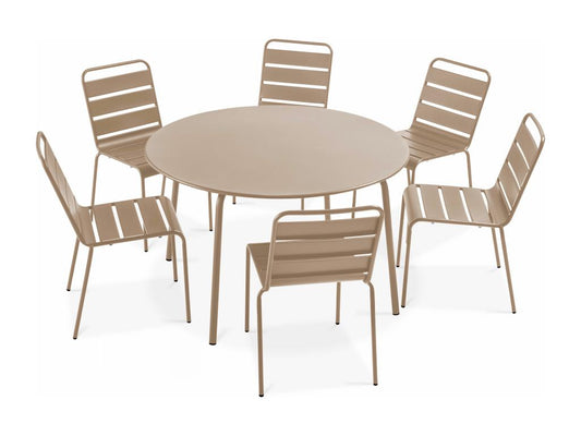 Ensemble table de jardin ronde et 6 chaises en métal Maisonpuretop 90161OLYZ