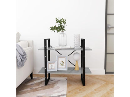 Bibliothèque à 2 niveaux Gris béton 80x30x70 cm bois ingénierie 92870EACH