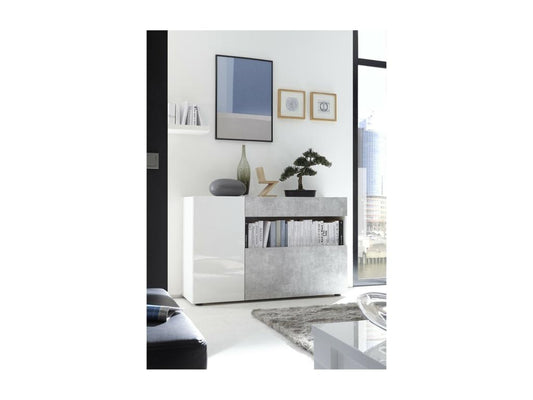 Buffet 1 tiroir et 2 portes collection Maisonpuretop coloris blanc effet béton idéal dans votre salon 80741AIDU