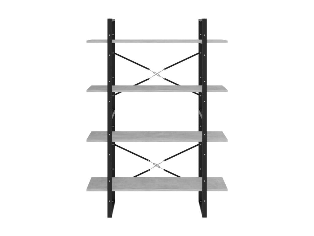 Bibliothèque à 4 niveaux Gris béton 100x30x140 24138WEGZ