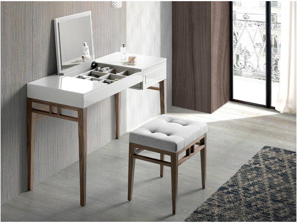 Tabouret capitonné tissu et pieds bois plaqué noyer Artvivrestore-Couleur Artvivrestore 02 03552PKGJ