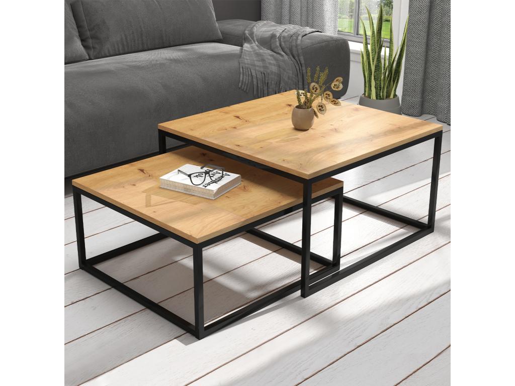 Tables basses gigognes Maisonpuretop Bois et Noir 62563USFZ