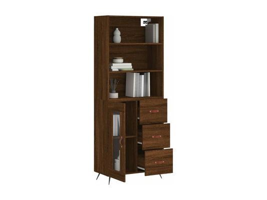 Buffet haut Chêne marron 69,5x34x180 cm Bois d'ingénierie 77278JGRQ