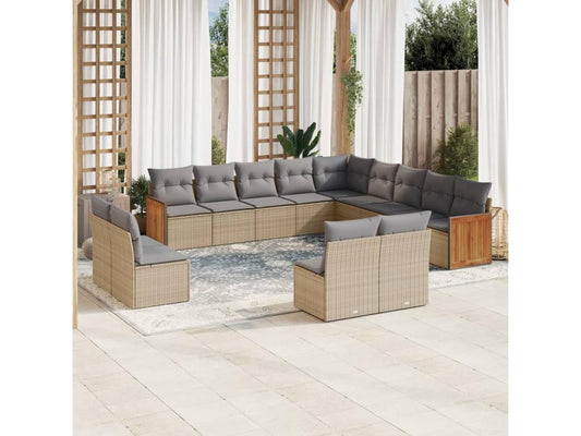 Salon de jardin avec coussins 13 pcs beige résine tressée 36000SLPW