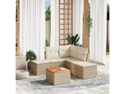 Salon de jardin avec coussins 6 pièces beige résine tressée 71416QPKO