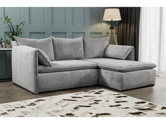 Canapé d'angle droit convertible en velours tricoté gris Maisonpuretop 46333OKOS