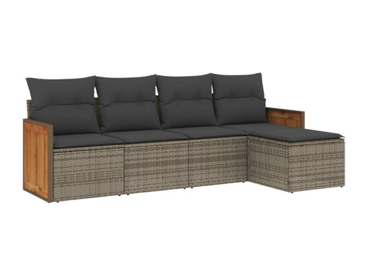 Salon de jardin 5 pièces avec coussins gris résine tressée 02202CEPL