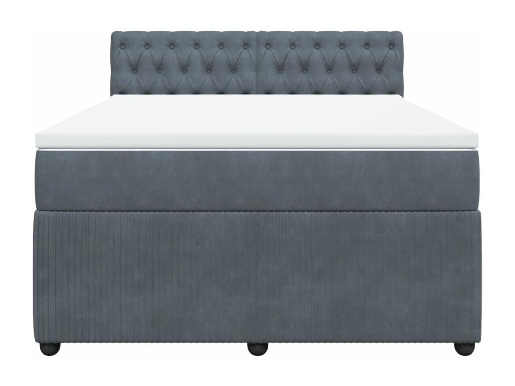 Sommier à Maisonpuretop de lit et matelas Gris foncé 160x200cm Velours 85837ZHAU