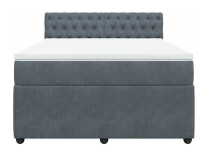 Sommier à Maisonpuretop de lit et matelas Gris foncé 160x200cm Velours 85837ZHAU