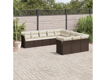 Salon de jardin et coussins 11 pcs marron résine tressée 46279VWGI