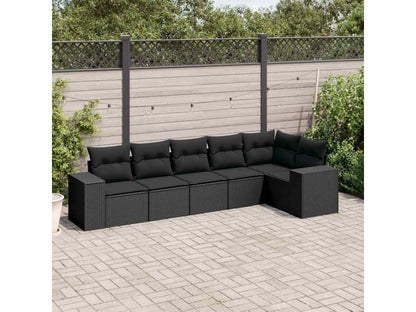 Salon de jardin 6 pcs avec coussins noir résine tressée 34780CAAF