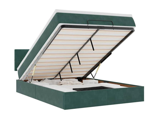 Cadre de lit Maisonpuretop avec matelas vert foncé 140x200 cm velours 52871KENG