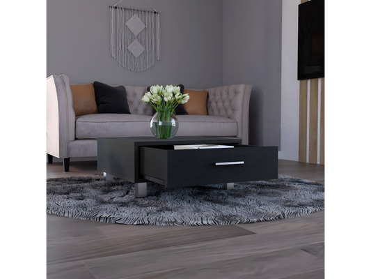 Table centrale de Pékin avec 1 tiroir 26,3 cm à x 60 cm P x 60 cm et Wengue 10497BAOQ