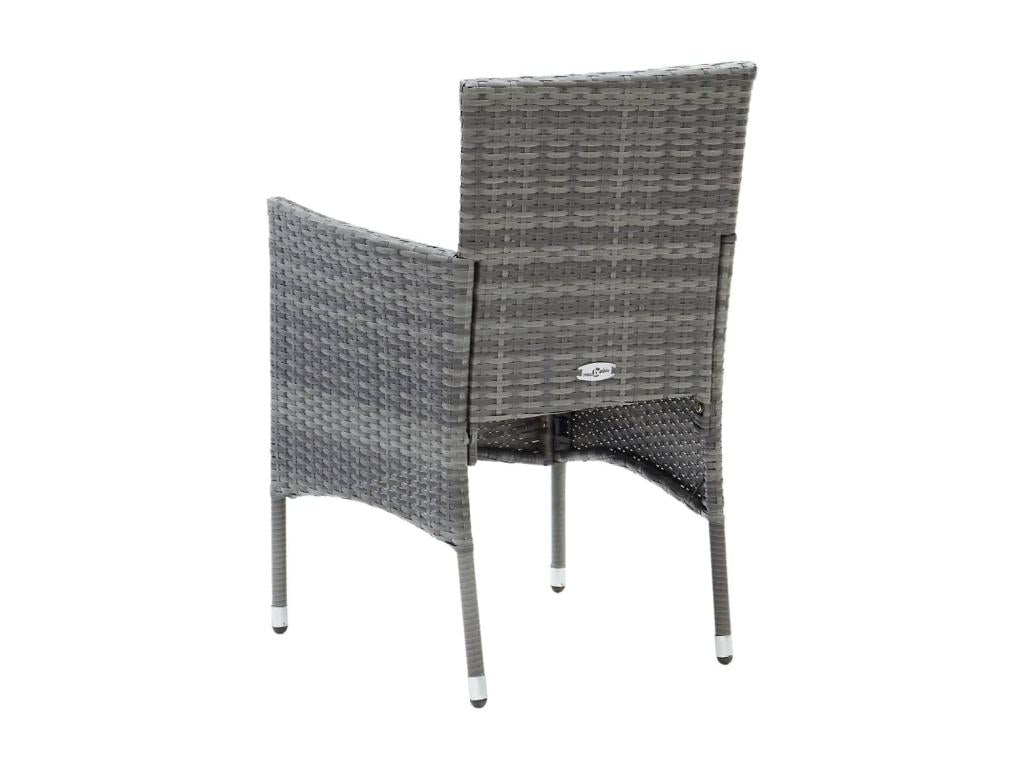 Mobilier à dîner de jardin et coussins 7pcs Résine tressée Gris 3 39006XLVL