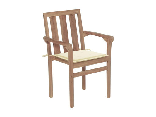 Chaises de jardin empilables avec coussins 6 pièces Teck solide 56797KXNB