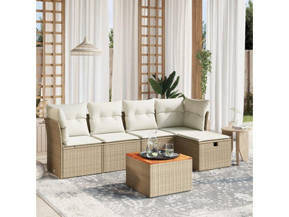 Salon de jardin avec coussins 6 pcs beige résine tressée 37807PPMG