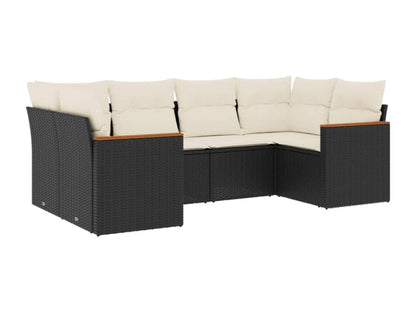 Salon de jardin 6 pcs avec coussins noir résine tressée 90126XKOA