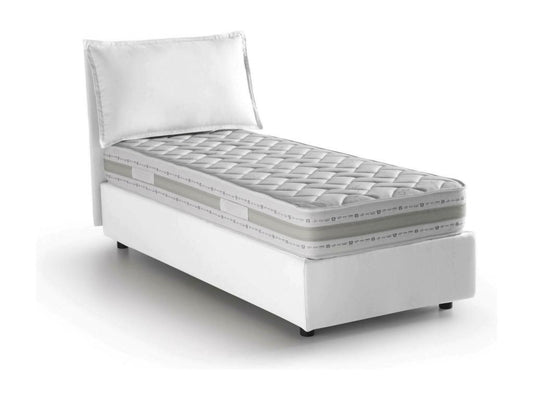 Lit simple Maisonpuretop Lit coffre avec revêtement en tissu Made in Italy Ouverture frontale avec matelas 90x200 cm inclus Crème 94330YNDE