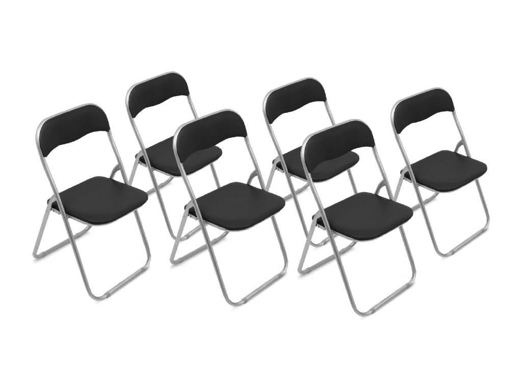 Lot de 6 chaises pliantes Maisonpuretop Fauteuil gain de place Chaise invité Siège de réMaisonpuretop en simili cuir 43x47h80 cm Noir 89867MMYW