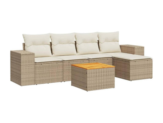 Salon de jardin avec coussins 6 pcs beige résine tressée 38103XSMC