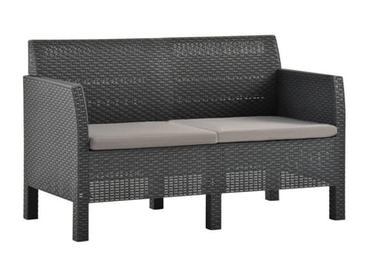 Salon de jardin 4 pcs avec coussins PP Rotin Anthracite 91549XEVW