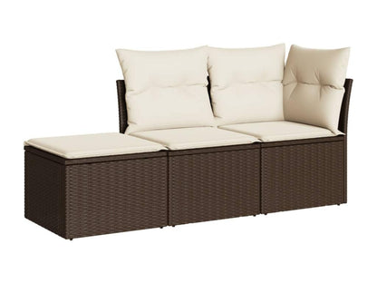 Salon de jardin avec coussins 3 pcs marron résine tressée 81972DCXT