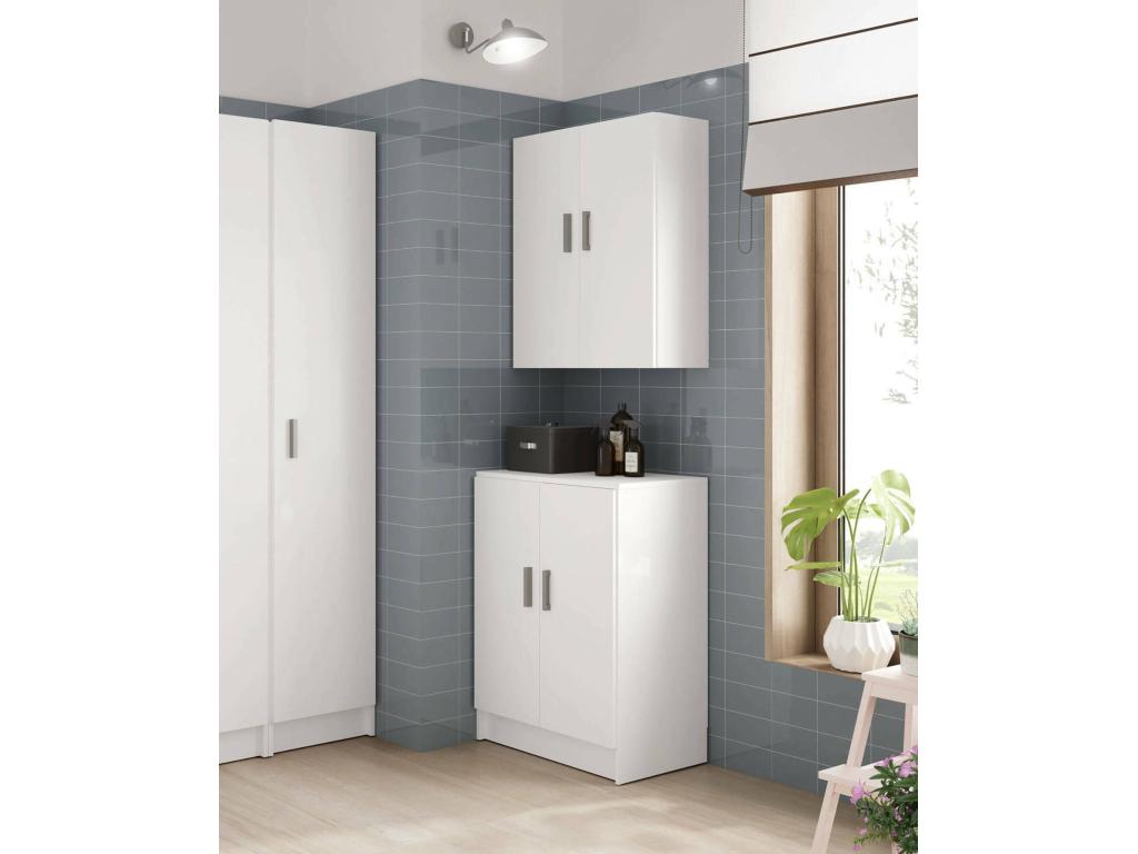 Armoire polyvalente Artvivrestore Armoire auxiliaire basse avec 2 portes Étagère à chaussures avec 1 étagère Armoire multifonctionnelle 59x37h80 cm Blanc 28702GDYO