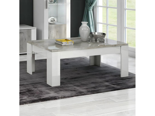 Maisonpuretop - Table Basse Rectangulaire Laqué Blanc et Gris Béton 66218FQRH