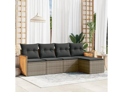 Salon de jardin 5 pièces avec coussins gris résine tressée 02202CEPL