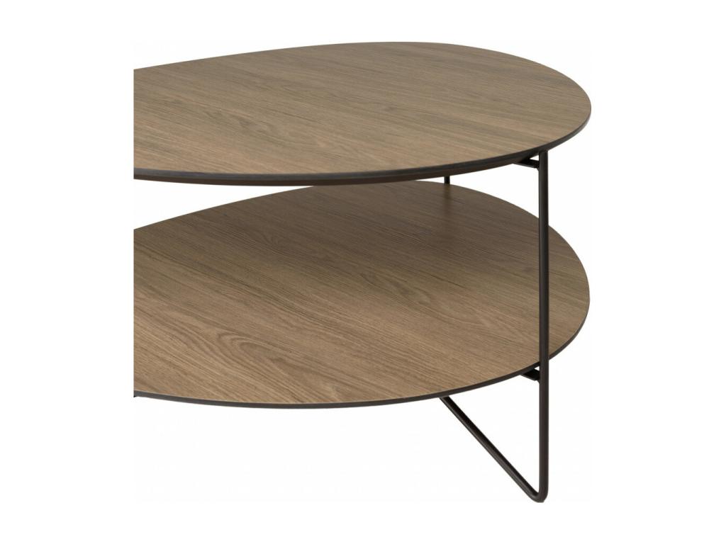 FLEUR- Table basse 2 plateaux forme Artvivrestoreïde couleur moka pieds métal 48047LJGH