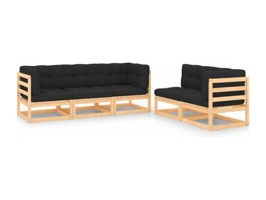 Salon de jardin 5 pcs avec coussins Bois de pin massif 86336OBXL