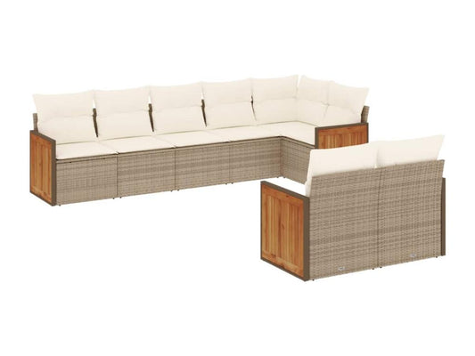 Salon de jardin avec coussins 8 pcs beige résine tressée 22831VKWA