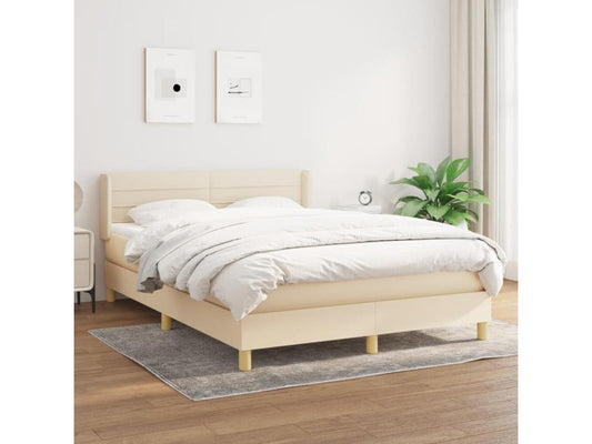Lit à sommier tapissier avec matelas Crème 140x200 cm Tissu 22529ADVI